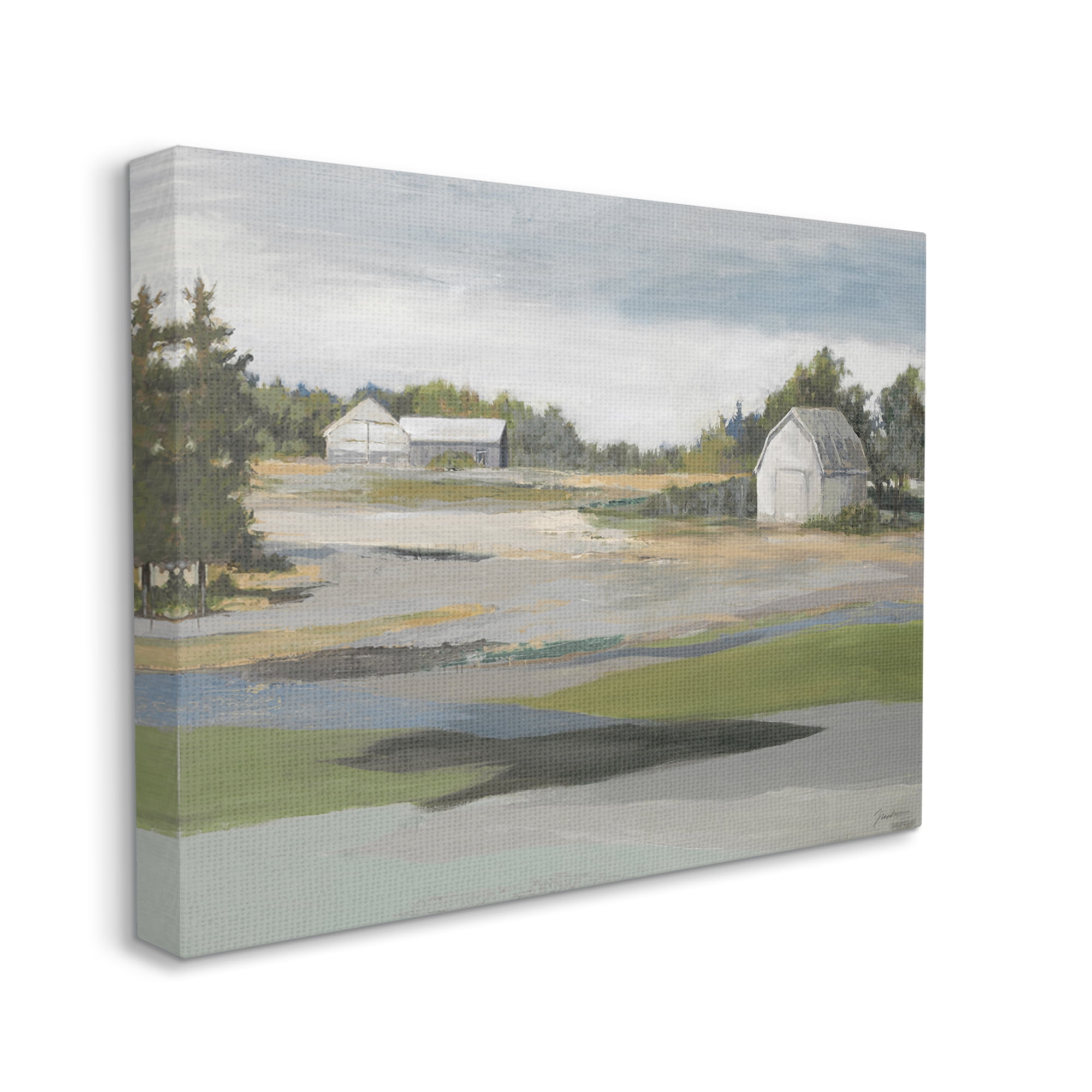 Stupell Industries Rural Farmland Vast Country Barn Agricultural Field Painting Gallery Wrapped Canvas Print Wall Art, Design by Liz Jardine