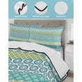 thumbnail image 4 of Quilts Twin XL Size, Teal Striped Soft Comforter Bedding Set for Bed, Boho Modern Geometric Abstract Art Ethnic Lightweight Quilted Bedspread with Pillow Cover(2 Pieces) for All Season, 68x98 Inch, 4 of 6