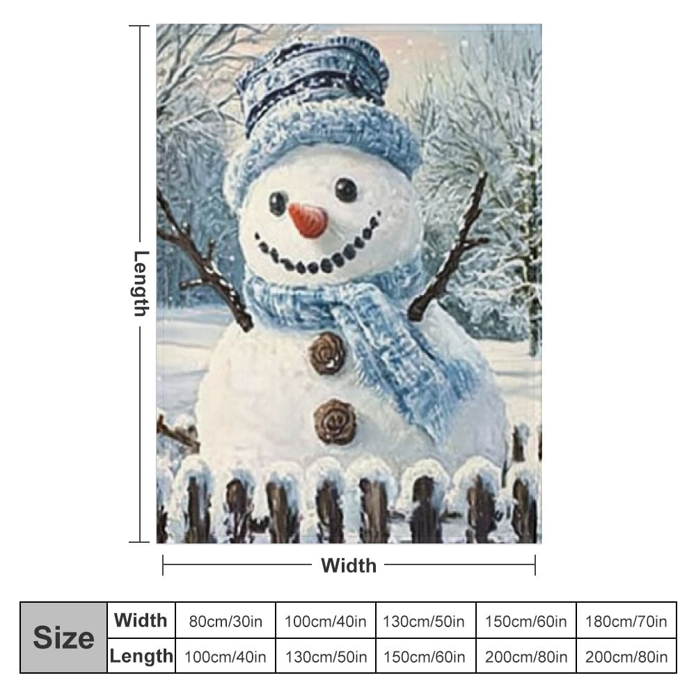 Pratyus Snowman Flannel Throw Blanket for Couch Sofa Bed, Christmas Home Decor, All Seasons Long-lasting Blanket 60x80in