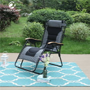 ALPHA CAMP Outdoor Oversize XL Zero Gravity Chair Padded Adjustable Recliner Camping Lounge Chair with Wider Armrest&Cup Holder,Grey&Black