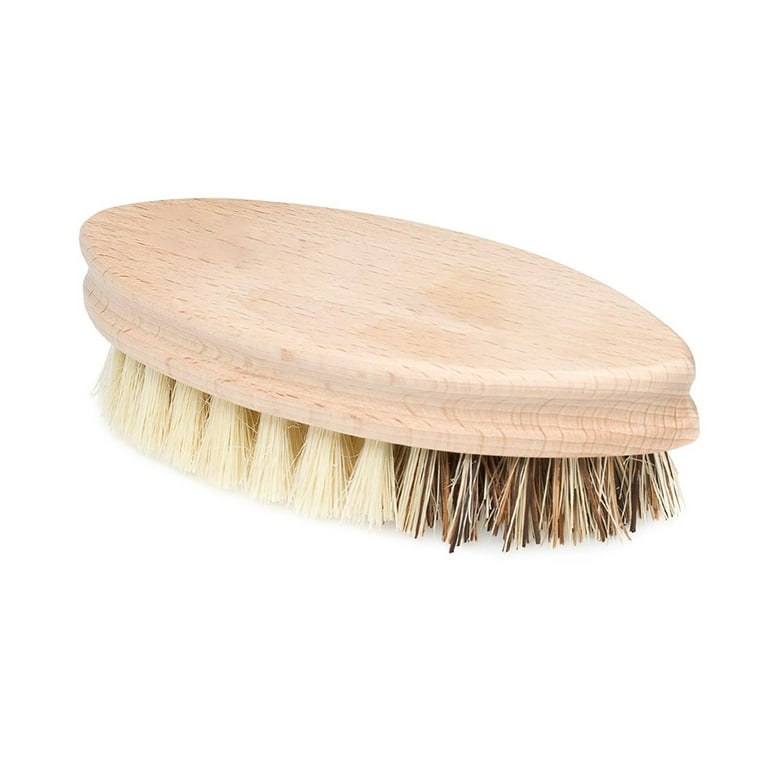 Hard and Soft Side Vegetable Brush, Durable Beechwood Handle, 2 Different Bristle Strengths for Cleaning Delicate or Tough-Skinned Vegetables, Easy to
