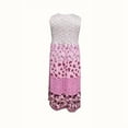 thumbnail image 3 of ZEHJUHAN Women's Plus Size Sleeveless Floral Print Midi Dress Vacation Boho Sundress with Stitching Design Pink，1XL, 3 of 4