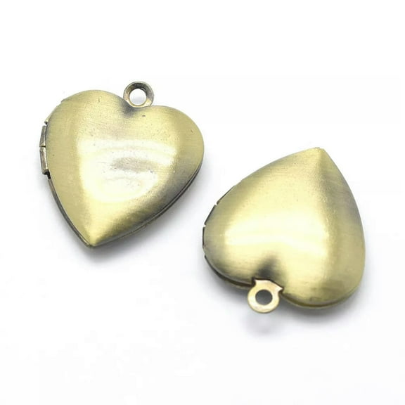 U8MO Heart Locket Pendants Brass Antiqued Bronze Brushed Finish Photo Lockets Set 2pc