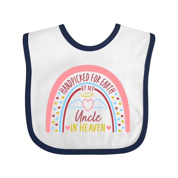 Inktastic Handpicked for Earth by My Uncle in Heaven Rainbow Boys or Girls Baby Bib