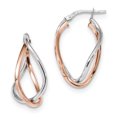 thumbnail image 1 of 14k Yellow and White Gold White & Rose Gold Fancy Hoops Length 29mm, 1 of 2