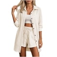 thumbnail image 3 of Thousandth Women's Loose Fit Blouse Casual 3/4 Sleeve Collared Cotton Tops Button Down Breathable Flowy Tunic Tops Summer Beach Wear, 3 of 7