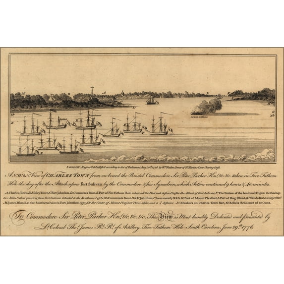 24"x36" Gallery Poster, View Charleston south carolina during revolution