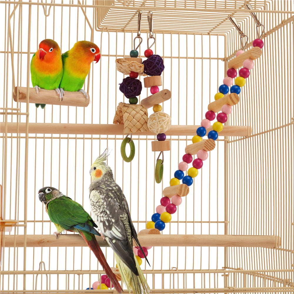 Renwick 39"H Metal Bird Cage Large Roof Top Huge House for Small Birds, Almond