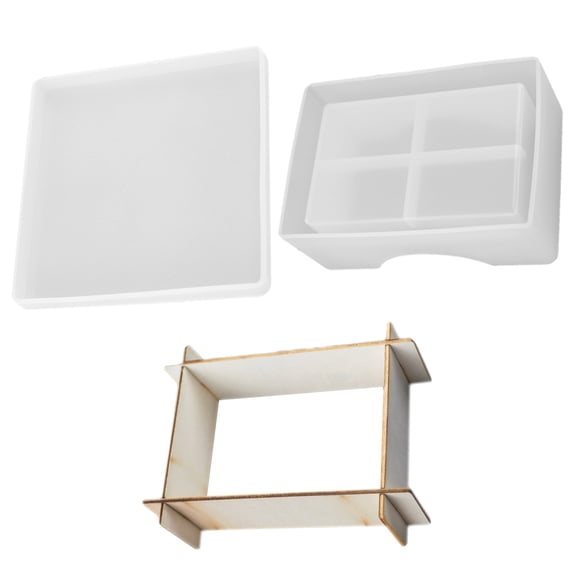 EXHUMKY Epoxy Resin Tray Mold Set, Square Silicone Molds for Automotive Accessories and Home Decor Crafting