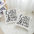 thumbnail image 4 of Throw Pillow Covers Set of 2 18x18 in Coffee Gets Me Started Jesus Keeps Me Going Decorative Pillow Cases Cushion Cover for Living Room Bedroom Sofa, 4 of 6