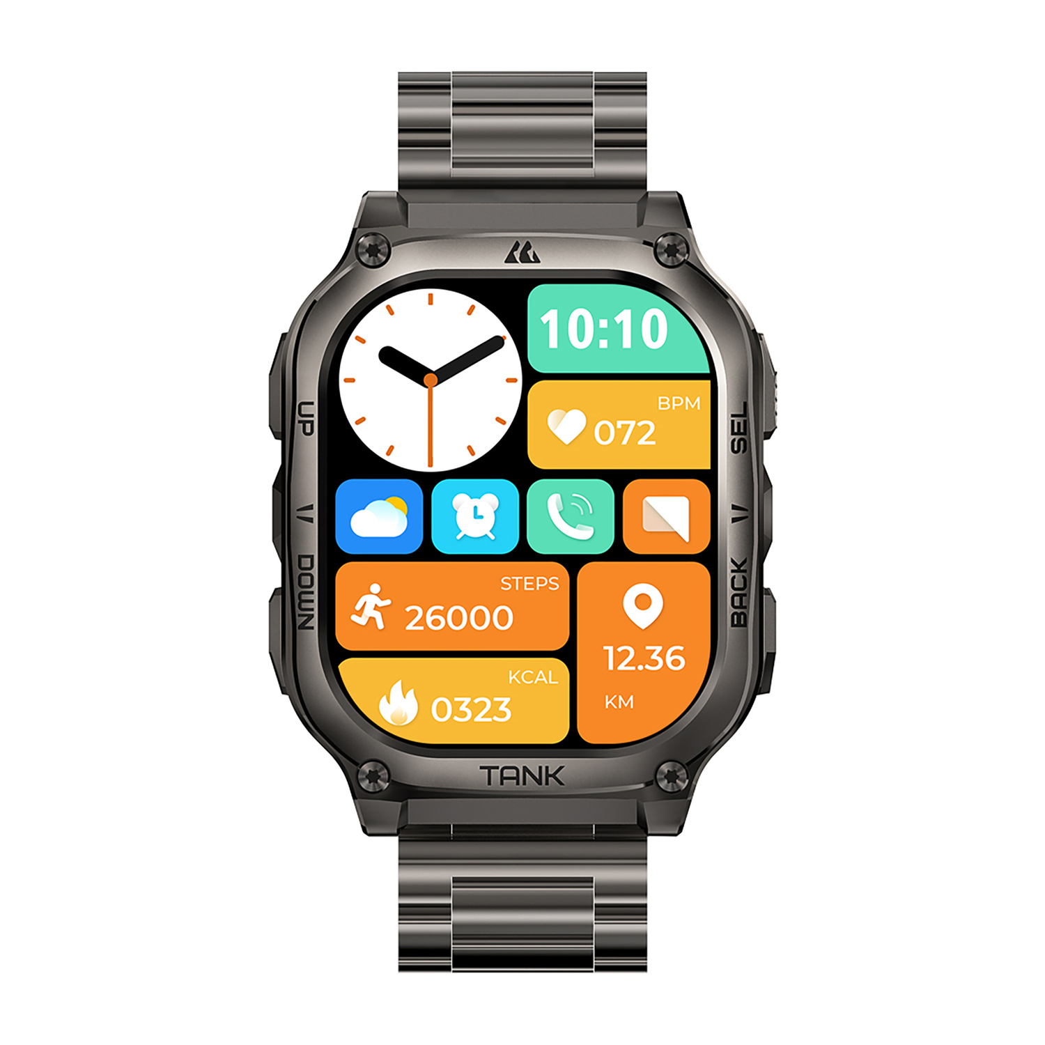 KOSPET TANK M3 Special Edition 1.96-In.-AMOLED Smartwatch with Stainless Steel Band (Black), P-MS003-B