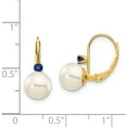 thumbnail image 3 of 14K Yellow Gold 7-7.5mm White Round Fw Cultured Pearl Sapphire Leverback Earrings (16 X 7) Made In United States xlb70s/pl, 3 of 5