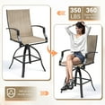 thumbnail image 3 of AMOPATIO 3-Piece Patio Swivel Bar Set - All Weather High Top Bistro Set with 2 Oversize Bar Stools & Metal Table for Backyard, Garden, Porch, Khaki, 3 of 6