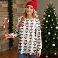thumbnail image 6 of Women's Casual Long Sleeve Round Neck Sweatshirt Fit Pleated Top with Christmas Print for Fashionable Holiday Outfits and Comfortable Wear,Wine,M, 6 of 6