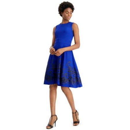 Calvin Klein Women's Embroidered Floral a-Line Dress - Ultra Marine Blue -  Size 10 | Walmart Canada