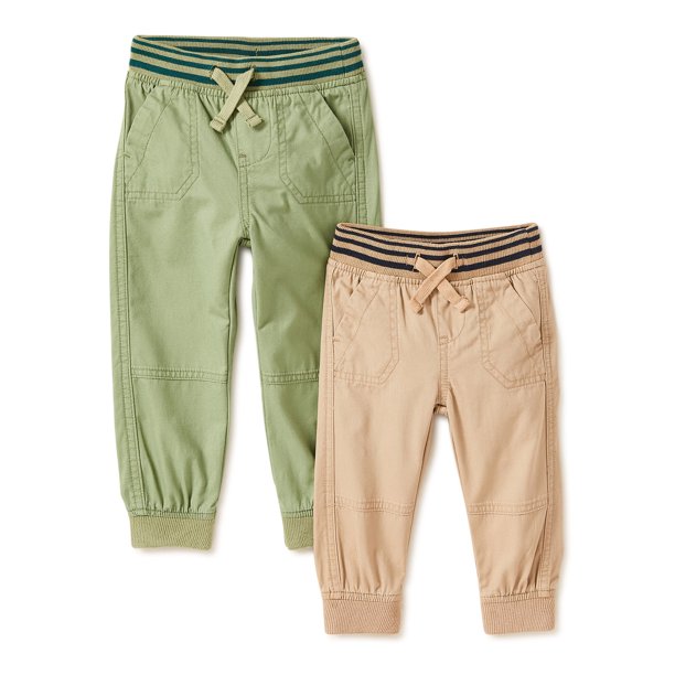 Wonder Nation Baby and Toddler Boy Woven Jogger Pant Multipack, 2Pack