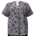 thumbnail image 1 of A Personal Touch Women's Plus Size Mandarin Collar V-Neck Blouse Grey Maura - 5X, 1 of 3