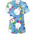 thumbnail image 3 of Pompotops Blouse de Travail pour Femmes de Noël à Manches Courtes, Col en V, Imprimée, Chandail T-Shirt Haut, 3 of 4