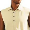 thumbnail image 4 of pstuiky Camiseta sin mangas para hombre, Chaleco informal sin mangas con botones y cuello abatible para hombre, de color liso, para verano Chaleco de hombre s, 4 of 4