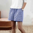 thumbnail image 4 of Axiiglly Bermuda Shorts for Women Striped Cotton Linen Elastic Waist Summer Casual Shorts with Pockets, S-3XL, 4 of 6