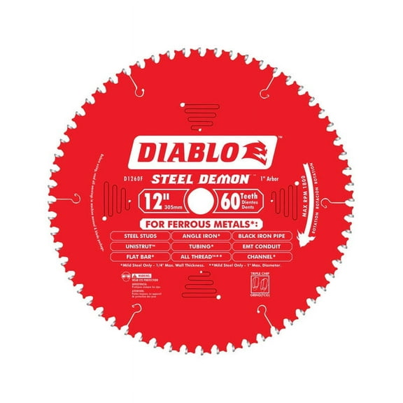 Diablo Steel Demon 12 in. Dia. x 1 in. Carbide Saw Blade 60 teeth 1 pk