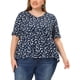 thumbnail image 1 of Women's Plus Size Tops for Women V Neck Floral Print Ruffle Short Sleeve Tiered Babydoll Blouses Navy Blue 4X, 1 of 5