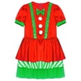 thumbnail image 5 of iEFiEL Girls Short Sleeve Tutu Dance Dress Figure Skating Stage Performance Christmas Elf Dress Green 8, 5 of 7