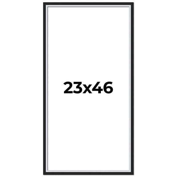 23x46 Frame Black & Silver Solid Wood Picture Frame Width 1.25 Inches | Interior Depth 0.75 Inches