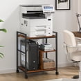 thumbnail image 6 of LEYAOYAO 3-Tier Printer Stand with Charging Station, Printer Stand with Open Shelves for Home Office, Printer Cart Lockable Wheels for Living Room, Brown, 6 of 7