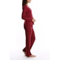 thumbnail image 2 of Blis Women's and Women's Plus Sleep Long Sleeve Satin Trim Pajama Pant Set, 2 of 3