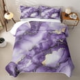 thumbnail image 2 of Homewish Purple Marble Bed Spread Queen,Gold Metallic Queen Coverlet Set,3 Pieces, 2 of 7