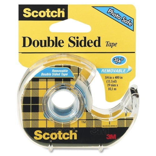 Scotch Removable Double-Sided Tape - 3/4 11.11 yd Length x 0.75' Width - 1' Core - Acrylic - Dispenser Included - Handheld Dispenser - 1 / Roll - Clear