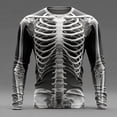 thumbnail image 2 of Men Full Skeleton Bone Print Crew Neck Long Sleeve T-Shirt, Loose Fit Gothic Halloween Graphic Casual Streetwear Tee Top(Black,M), 2 of 4