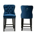 thumbnail image 4 of Baxton Studio Blue Upholstered and Brown Finished Wood 2-Piece Stool Set, 4 of 9