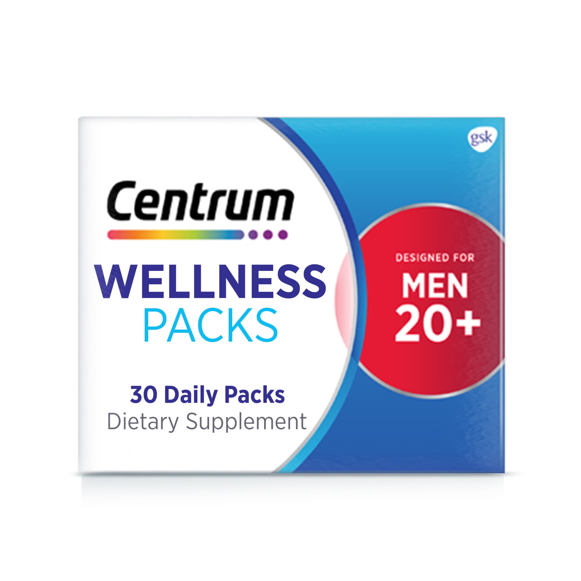 Centrum Wellness Packs Daily Vitamins for Men In Their 20S, With Complete Multivitamin, Vitamin B-Complex, Vitamin D3 25Mcg, Turmeric Complex - 30 Packs/1 Month Supply