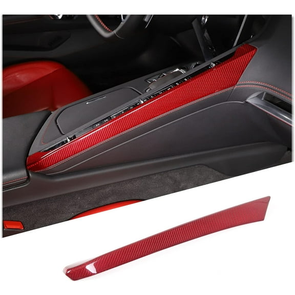 TINKI Real Carbon Fiber Center Control Side Trim Compatible with Chevrolet Corvette C8 2020-2023, Center Console Passenger Side Decorative Strip Cover