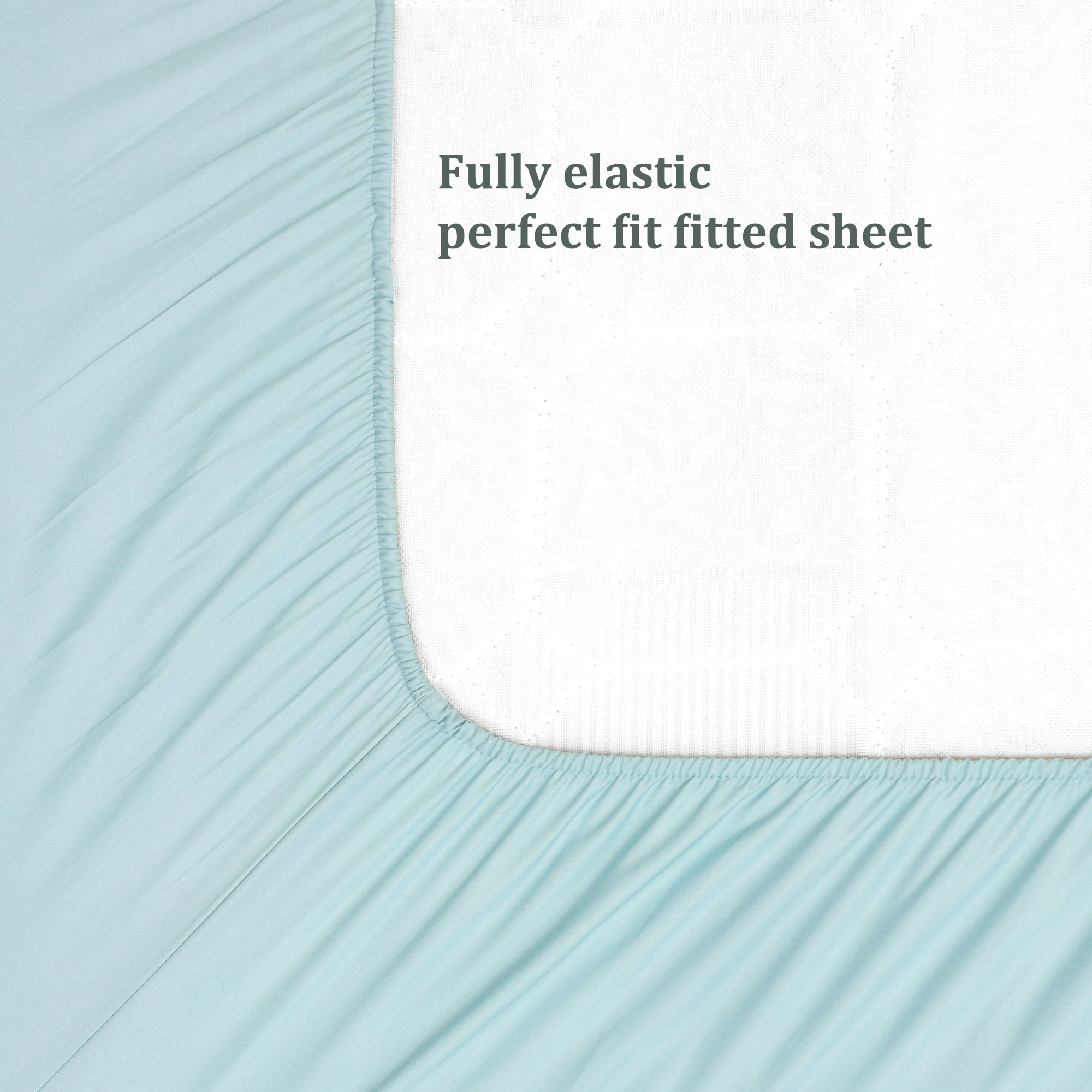 REGALWOVEN Fitted Sheet, Viscose Derived from Bamboo Soft Silky Breathable Wrinkle Fade Resistant Sheets with 16" Deep Pocket Full Light Blue