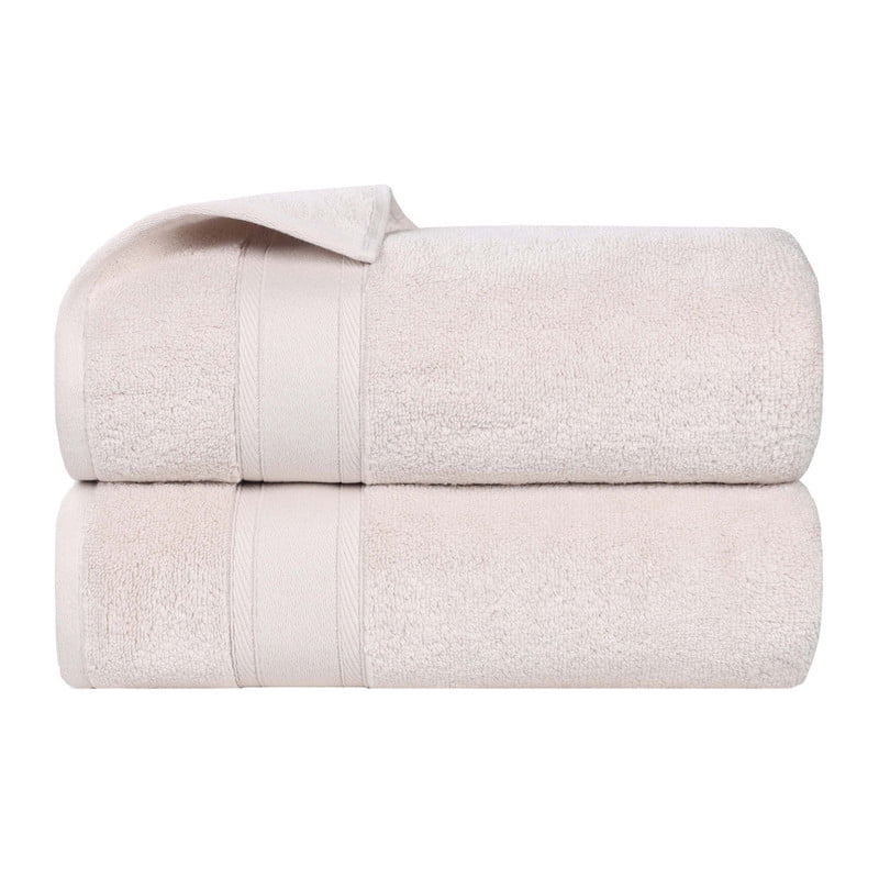 Superior Belmont 2 Piece Zero Twist Bath Towels, Ultra Soft Cotton Towels, Silver