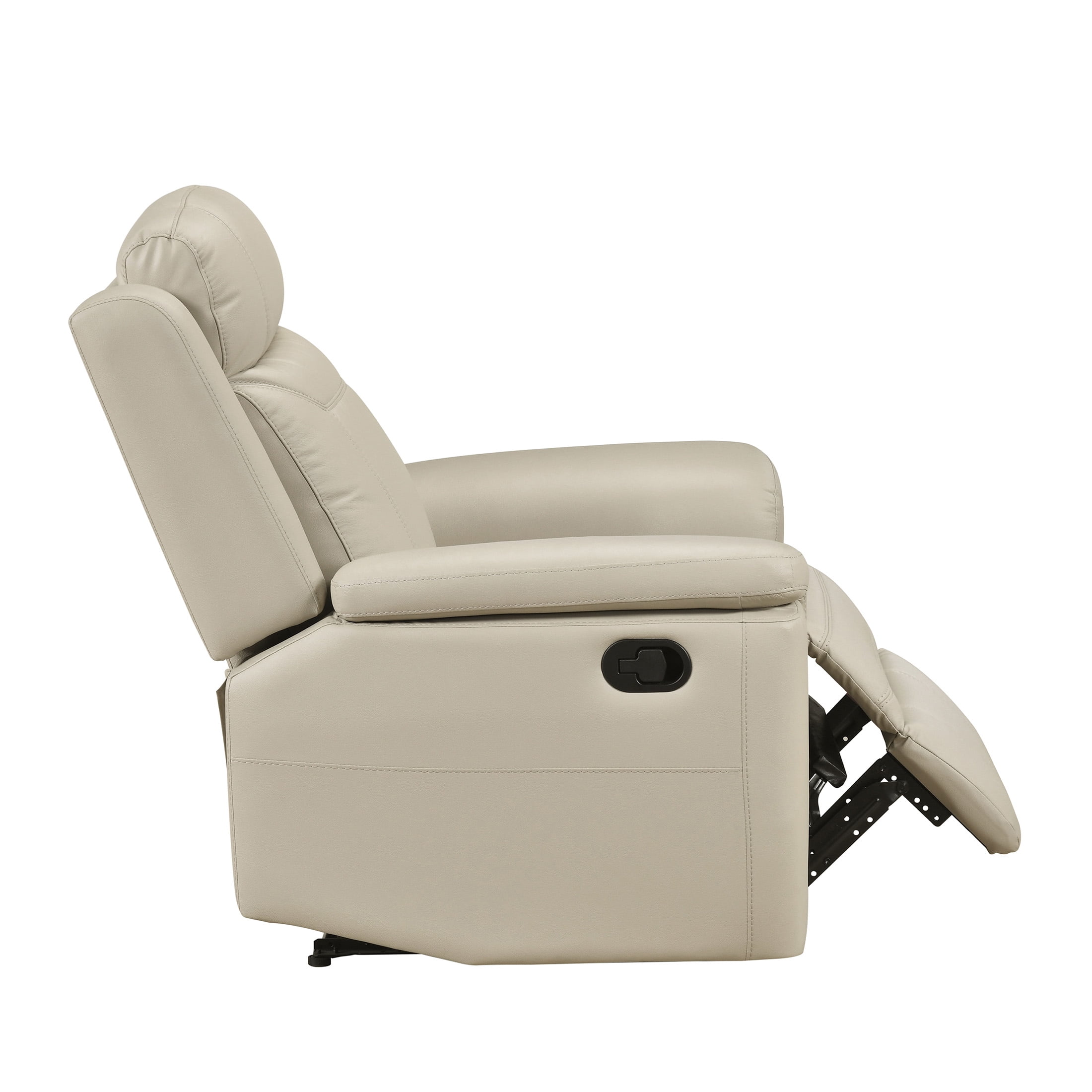 OakvillePark Livaro Leather Match Manual Reclining Chair, Beige
