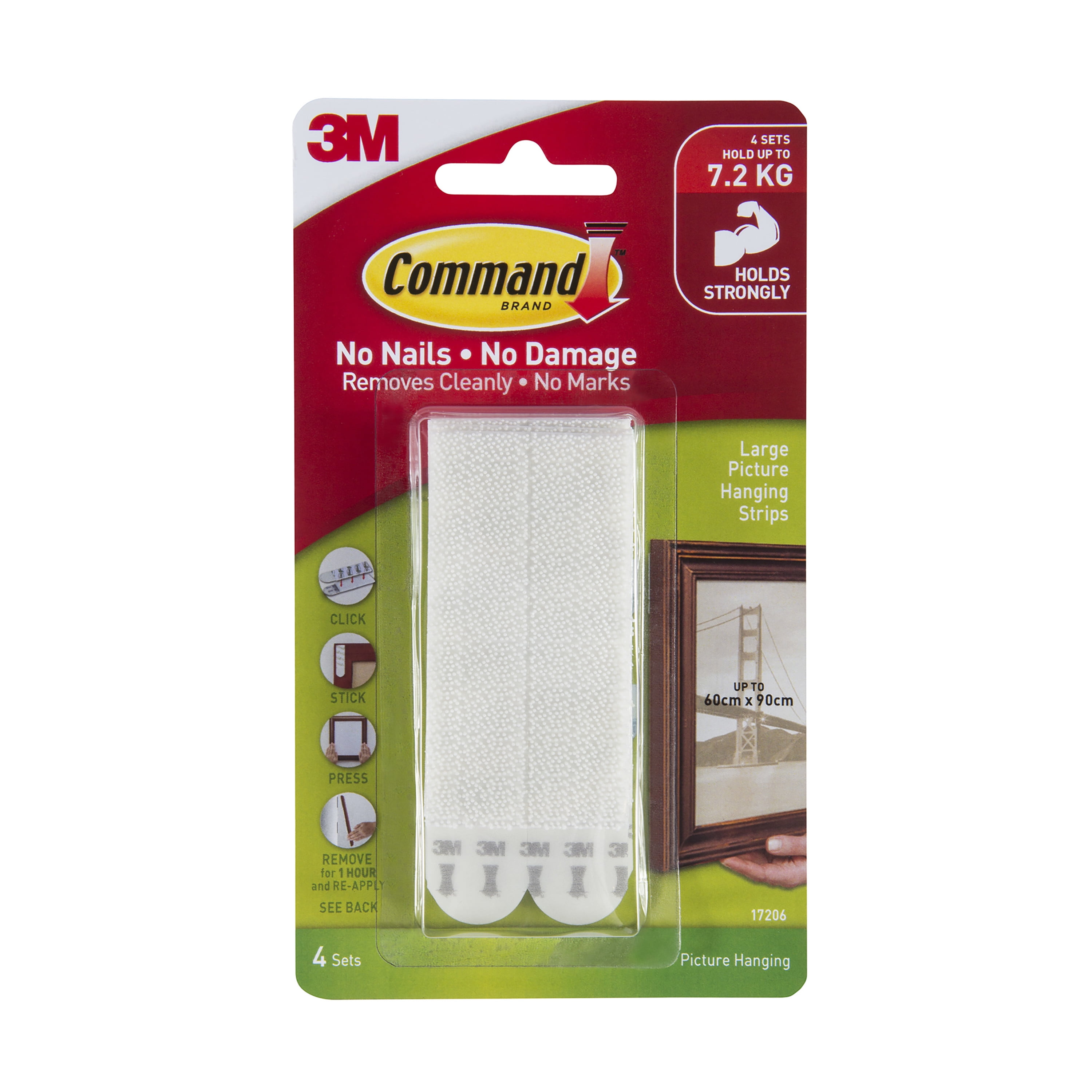 3M Command Picture Hanging Strips, Large, White