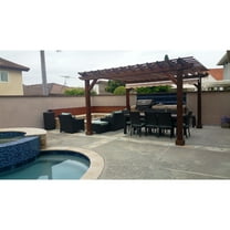 Best Redwood Mission Brown Pergola-Size:14 ft x 14 ft