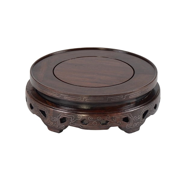 Base redonda de madera tallada de estilo chino for jarrones, bonsáis y juegos de té.