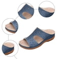thumbnail image 3 of Rokment Women's Orthopedic Wedges Arch Support Slip on Dress Sandals Comfortable Fashion Casual Leather Platform Walking Slides Slippers for Beach Summer Navy Size 6.5, 3 of 5