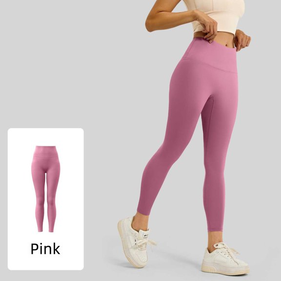 High Waisted Seamless Yoga Leggings For Women,Fitness Jogger Gym Athletic Tight Pants,Pink,S