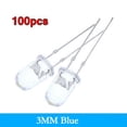 thumbnail image 1 of Ensemble Assorti d'Ampoules Transparentes de 100 Pcs LED Super Lumineuses 3 mm Rouge Bleu Vert Blanc Jaune avec Tensions Variables, 1 of 9