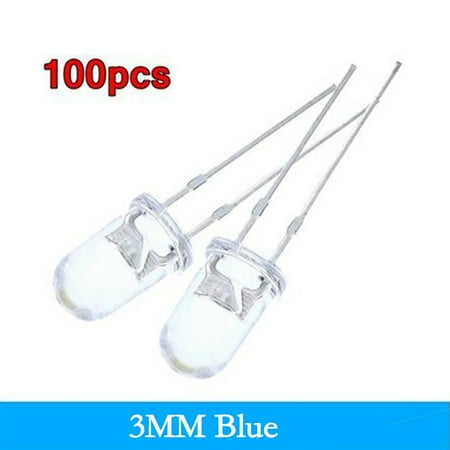 

100 Pcs Super Bright LED 3mm Red/Blue/Green/White/Yellow LED Transparent Bulb