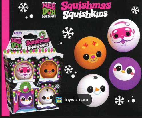 Nee Doh The Groovy Glob 2024 Squishmas Squishkins Stress Ball 4-Pack