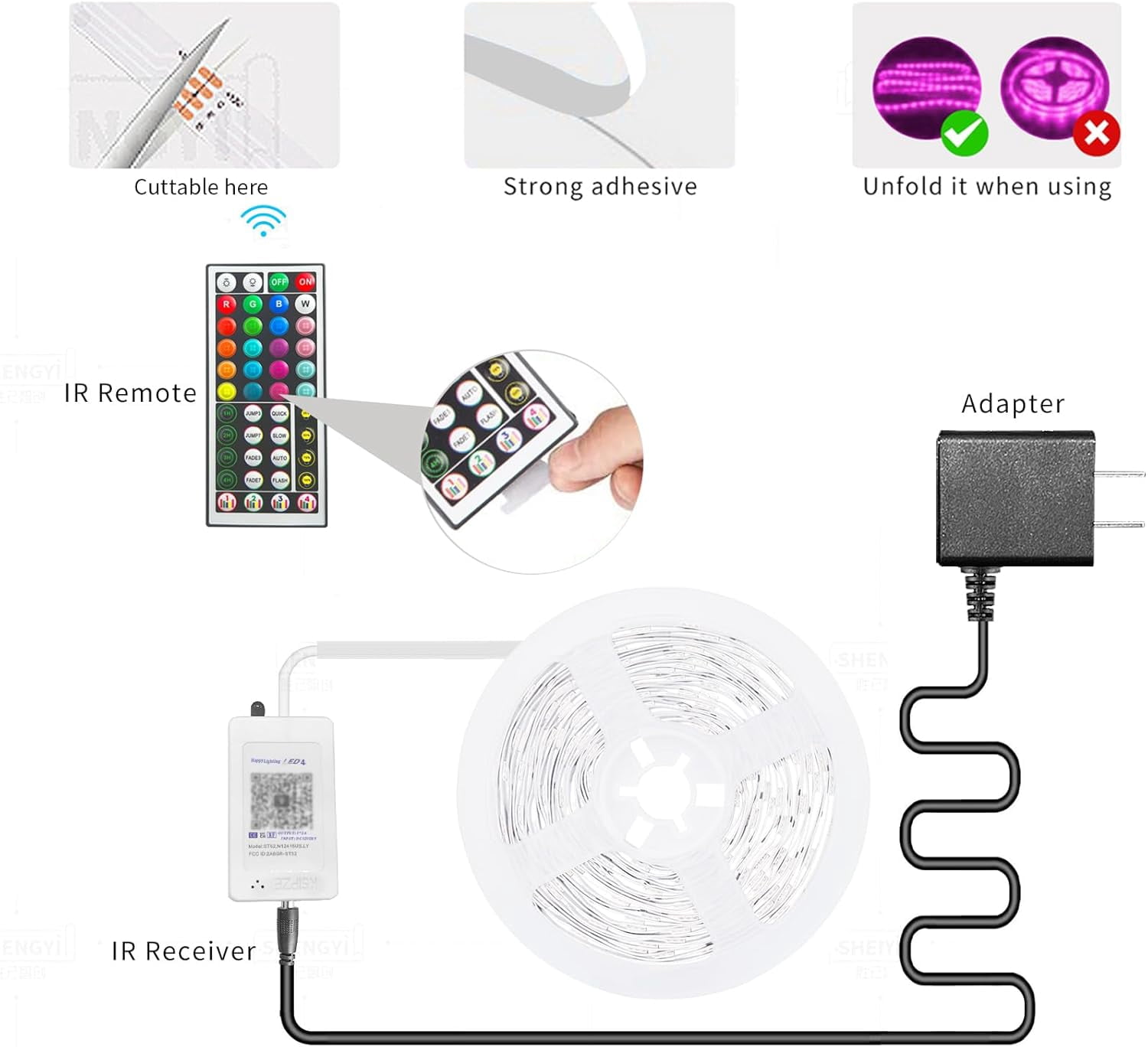 Music Sync LED Strip Lights 100FT, RGB Color Changing with Smart APP & Remote Control, Indoor Flexible Lighting for Bedroom, Party, Home Decor
