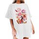thumbnail image 1 of Faldas Cortas para Mujeres, Impresión de Flores Casual Oversized Camiseta de Manga Corta Top Hecho de 95% Poliéster 5% Spandex para Primavera Verano, Falda Corta de Verano, 1 of 7
