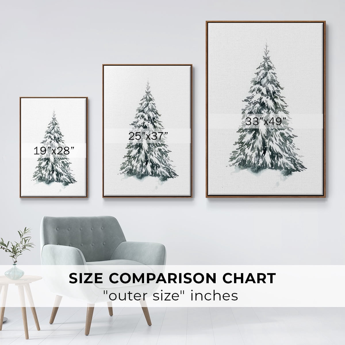 Blue Spruce II - Framed Gallery Wrapped Holiday Canvas - 25 x 37 - Rosewood Frame